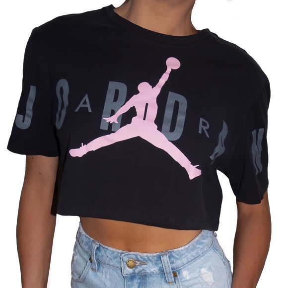 Reworked Black Pink Air Jordan Crop Top 